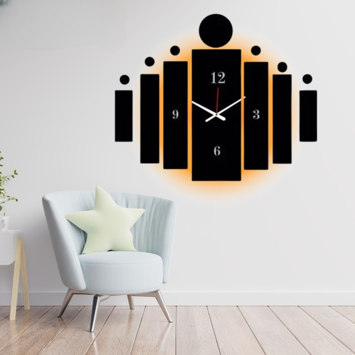 TileTime 3D Wooden Tile Wall Clock, Large Wall Art Decor for Home