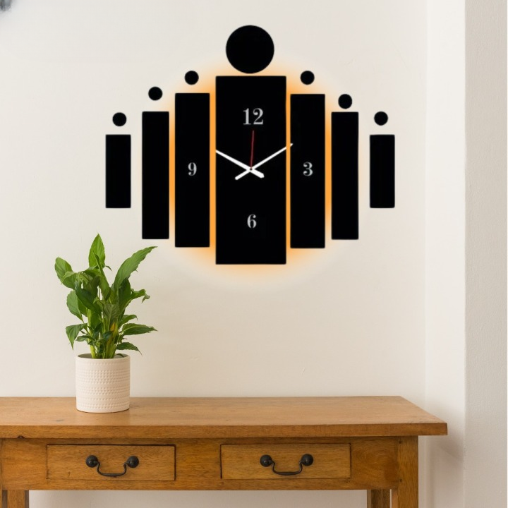 TileTime 3D Wooden Tile Wall Clock, Large Wall Art Decor for Home