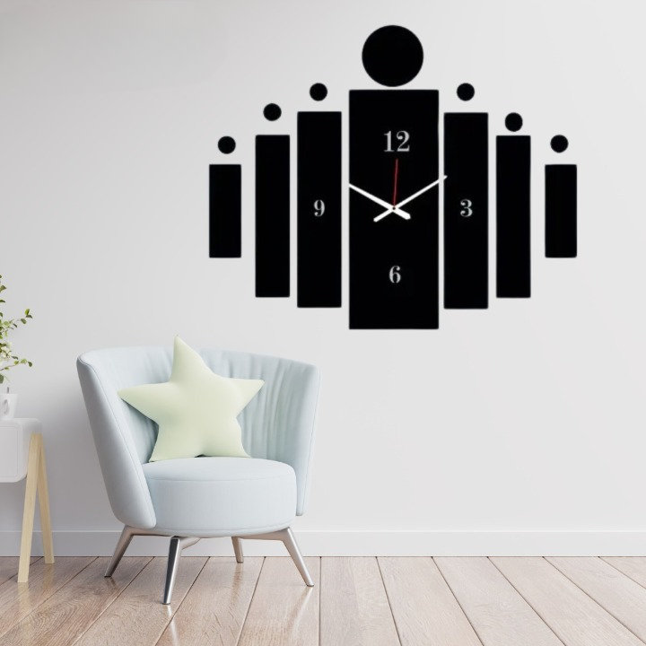 TileTime 3D Wooden Tile Wall Clock, Large Wall Art Decor for Home