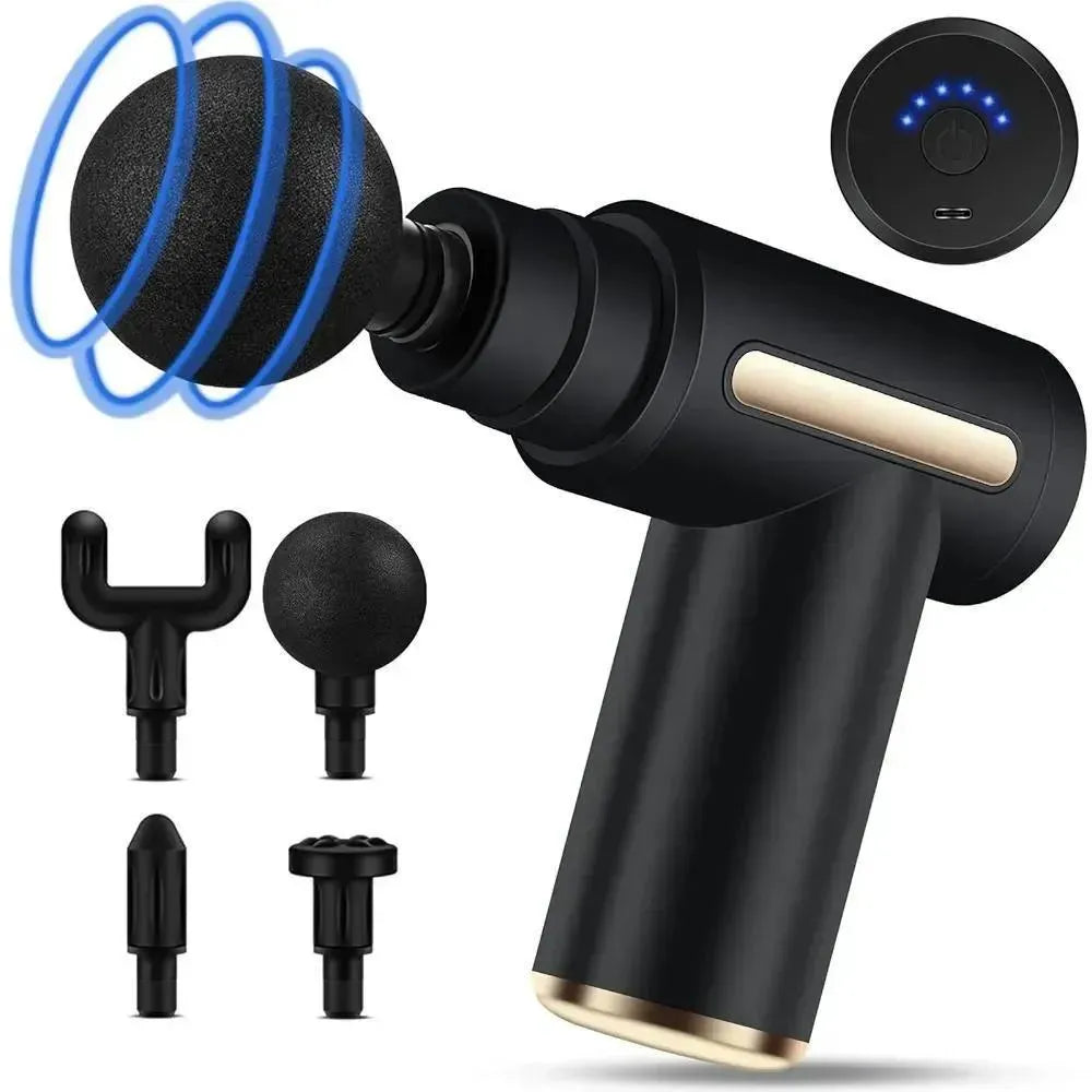 4-in-1 Gun Massager With 5 Speed Modes | Rechargeable Gun Massager Machine For Foot and Neck Massage | Gun Massager Machine